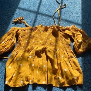 Mustard yellow off the shoulder top